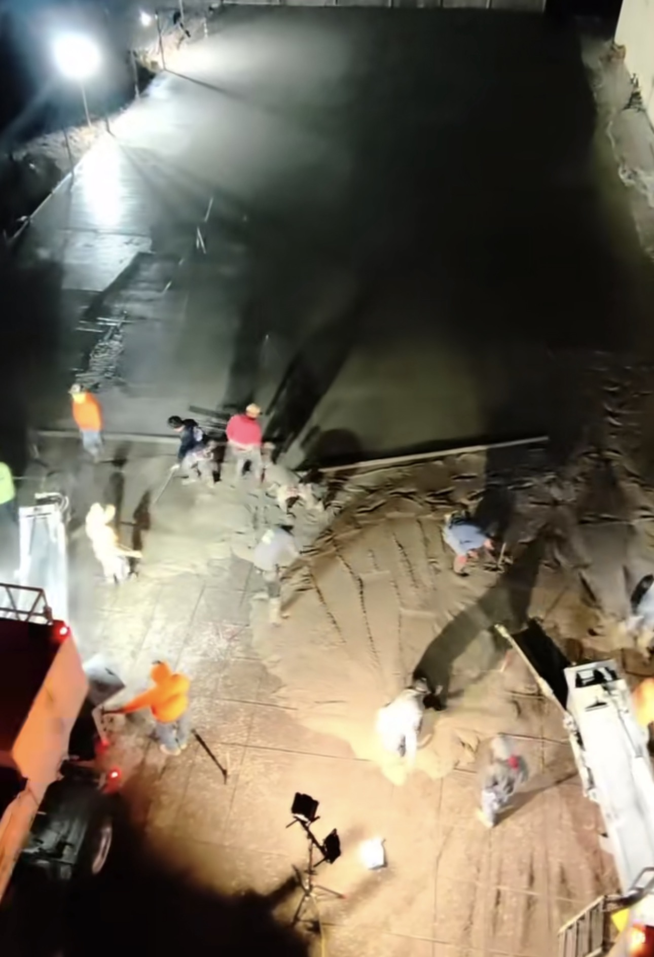 CG Concrete crew completing a large commercial night pour