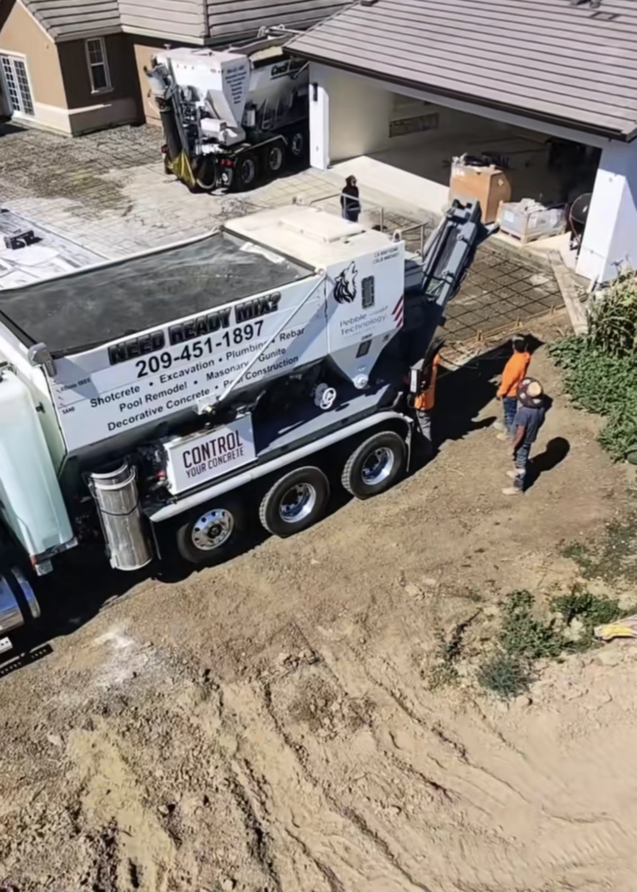 CG Concrete Materials volumetric mixer at a jobsite